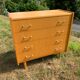 Commode 4 tiroirs vintage en aggloméré plaqué véritable bois