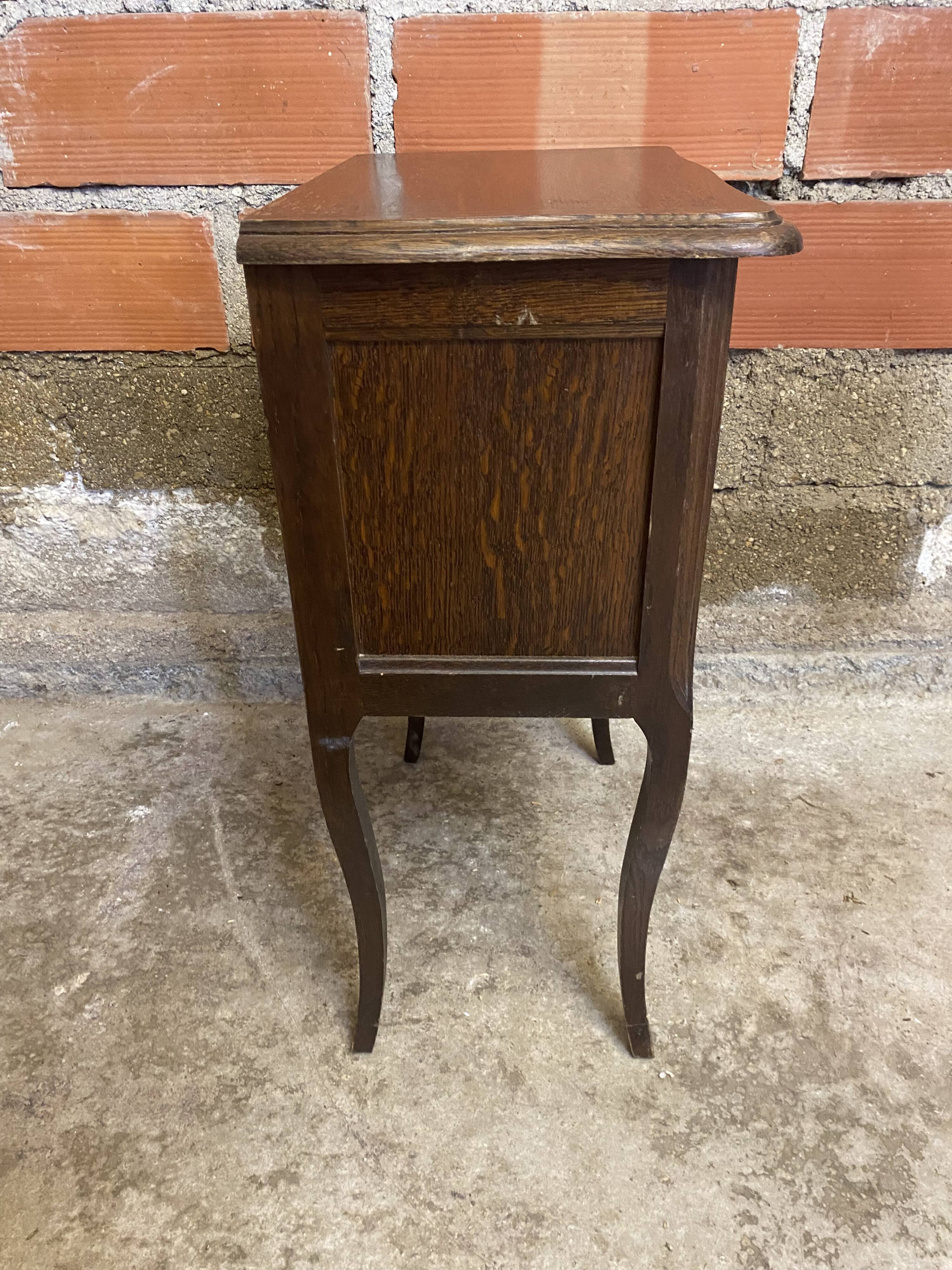 Louis xv style nightstand table wood drawer + vintage case