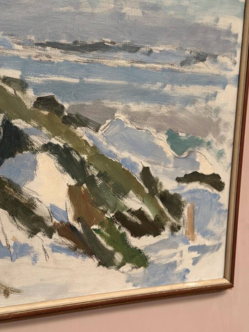Original Swedish Oil on Canvas – "Winter Landscape" by FMK – Dated 1943 – Vintage and Framed – 78 × 60 cm (30.7" × 23.6")