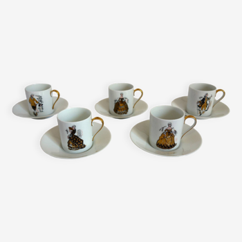 5 coffee/mocha cups Fabrique royale Limoges vintage