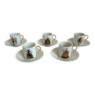 5 coffee/mocha cups Fabrique royale Limoges vintage