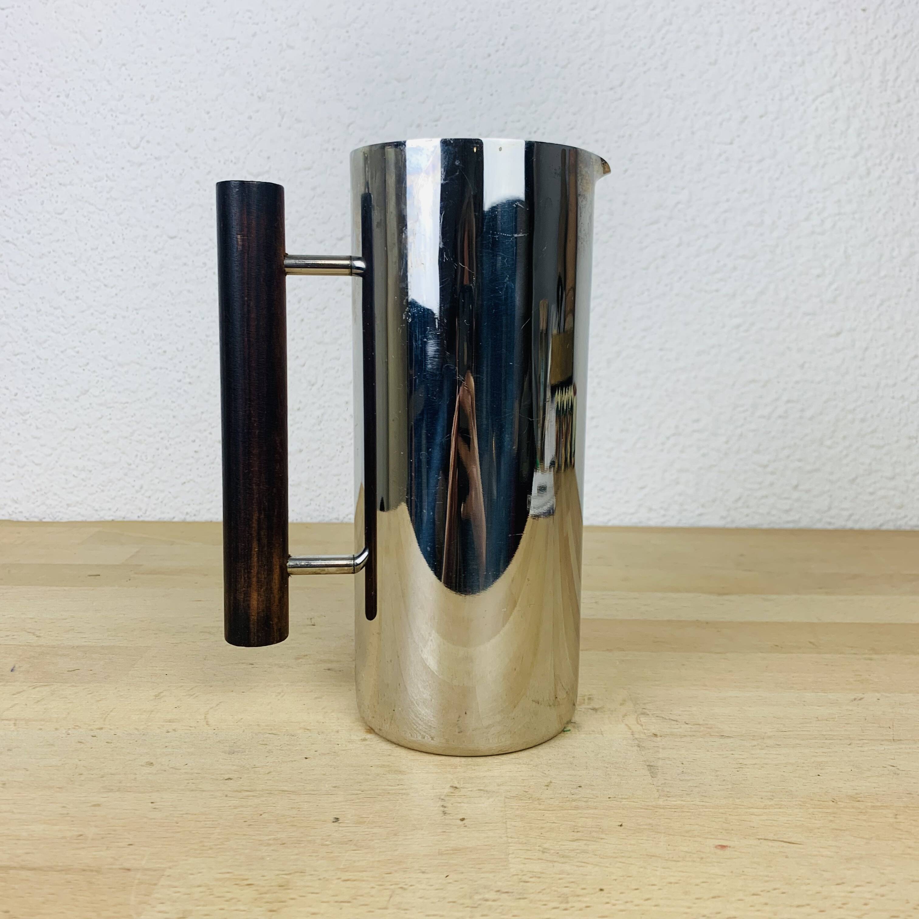 Scandinavian pitcher by Guy Degrenne stainless steel and wood