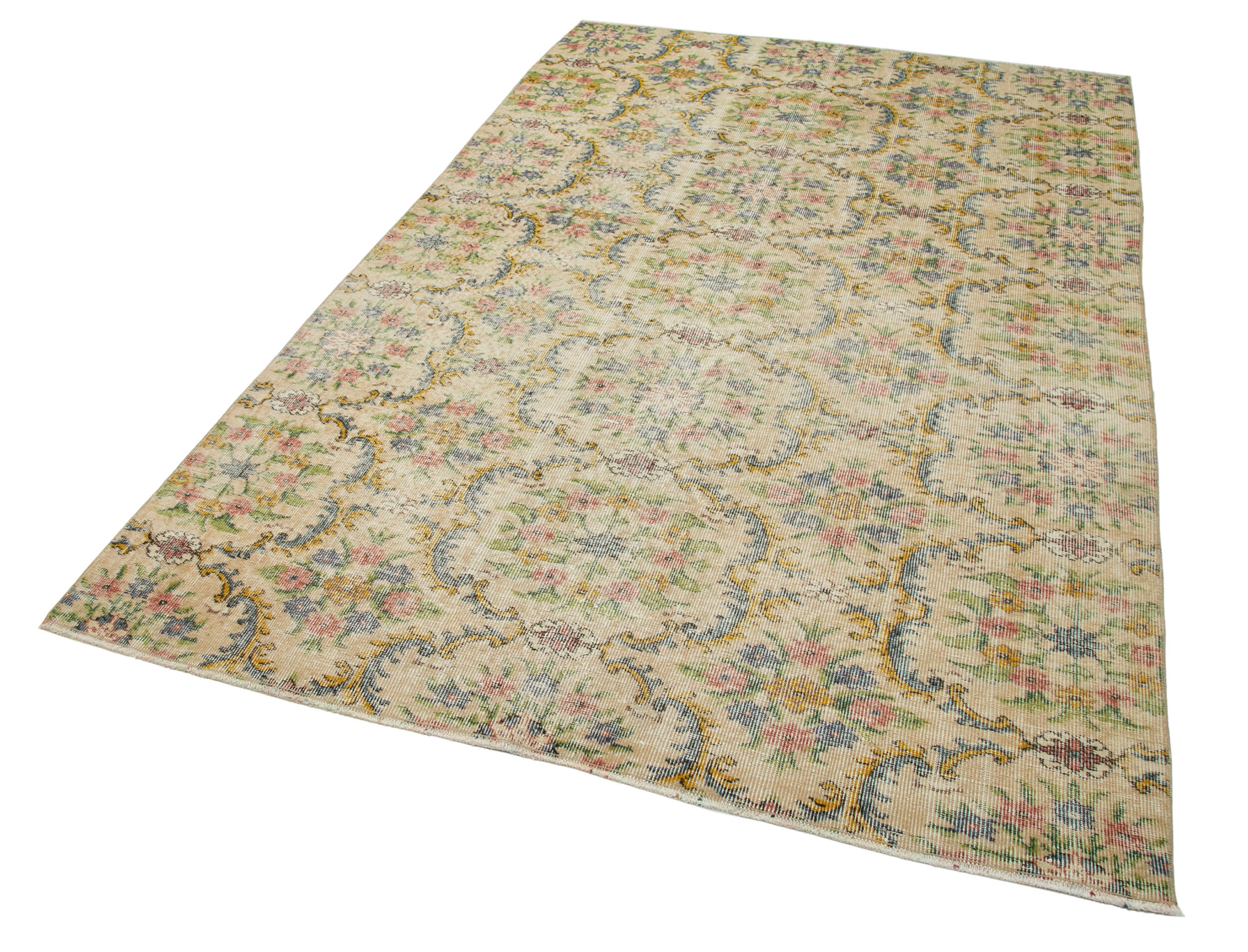 Oriental handmade rustic 1970s beige carpet 161 cm x 267 cm