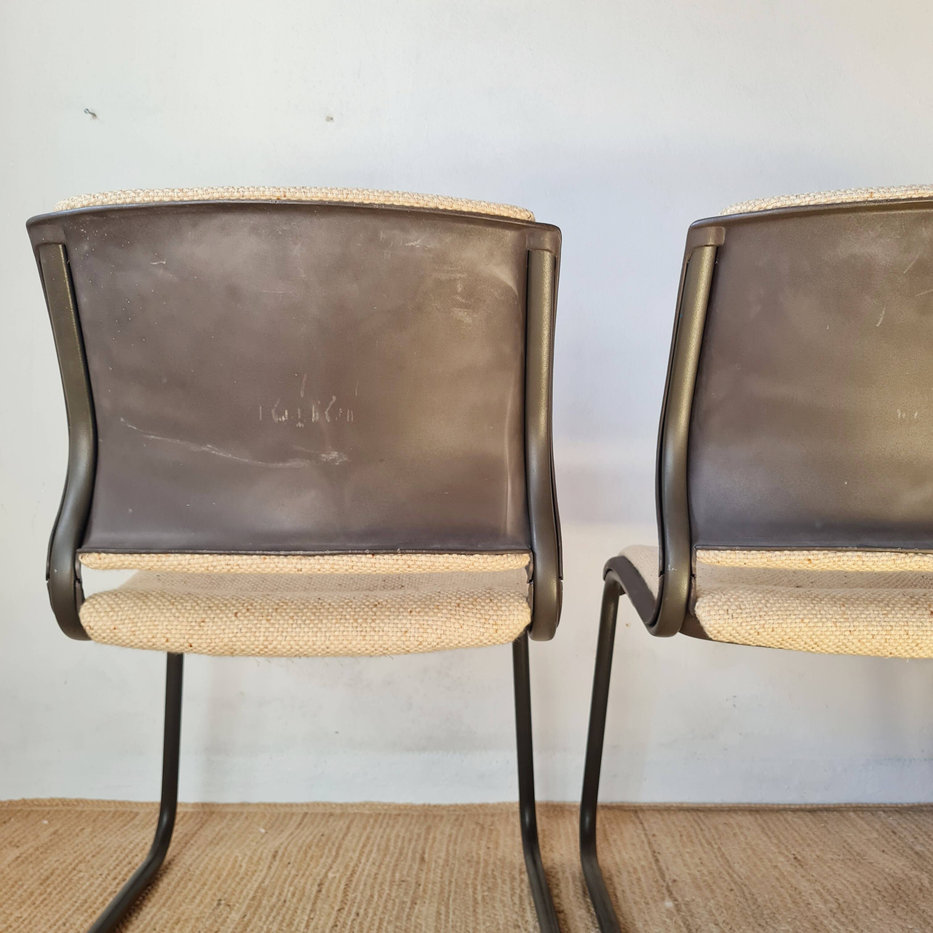 Pair of Strafor chairs from the 70s - bouclette fabric