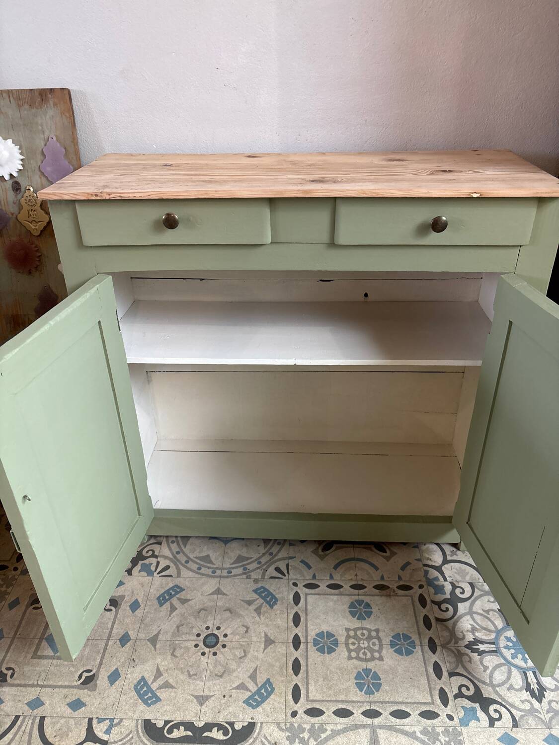 Old sage green sideboard
