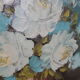 Tableau huile sur toile bouquet de fleurs ton bleu