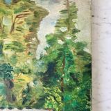 tableau huile sur toile rivière vintage