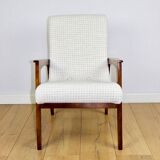 Vintage loft armchair herringbone natural fabric model from the 70s