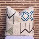 Housse de coussin marocaine blanche faite à la main (45 x 45 cm)