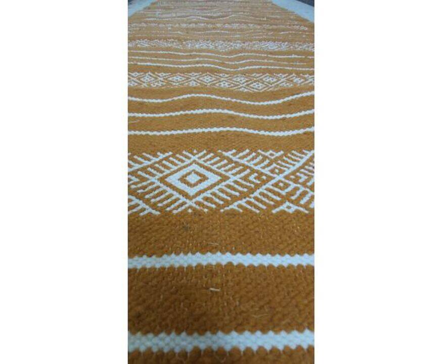 Hand-woven kilim hallway rug in natural wool