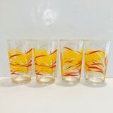 4 glasses orange and yellow wheat pattern