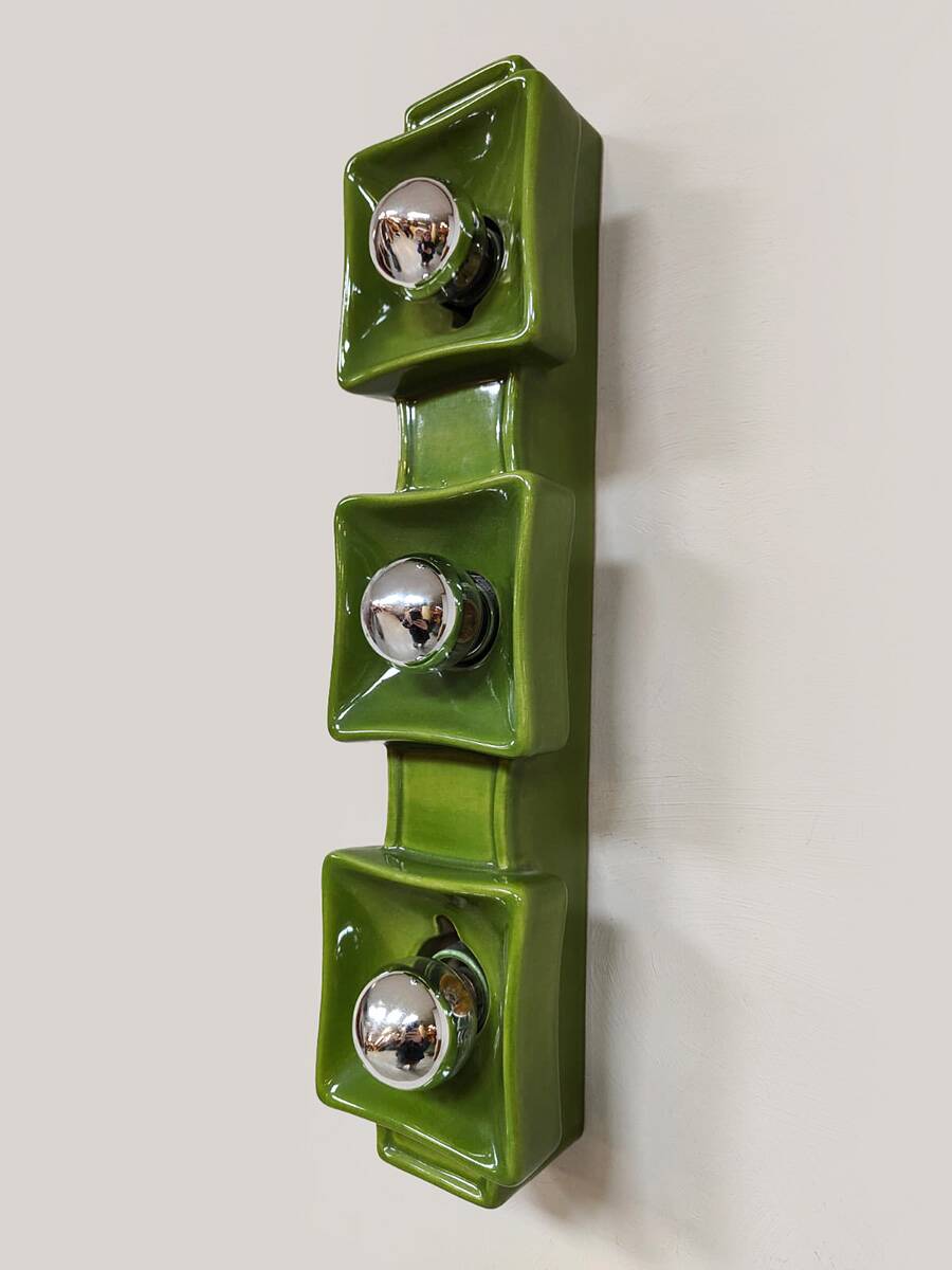 Vintage design green wall lamp Pan Keramik 1970