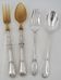 Ercuis Pompadour, set of 4 serving utensils, for stew and salad, silver-plated metal.