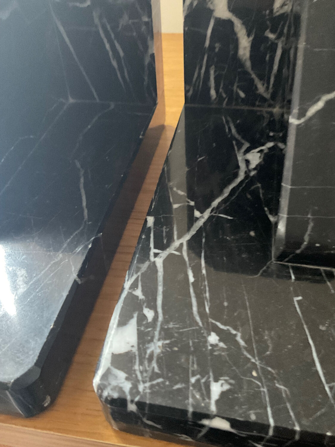Pair of Art Deco bookends in black marble