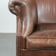 Cognac-coloured vintage cow leather club armchair in English style