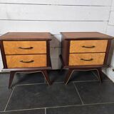 Pair of vintage teak bedside tables from the 60s