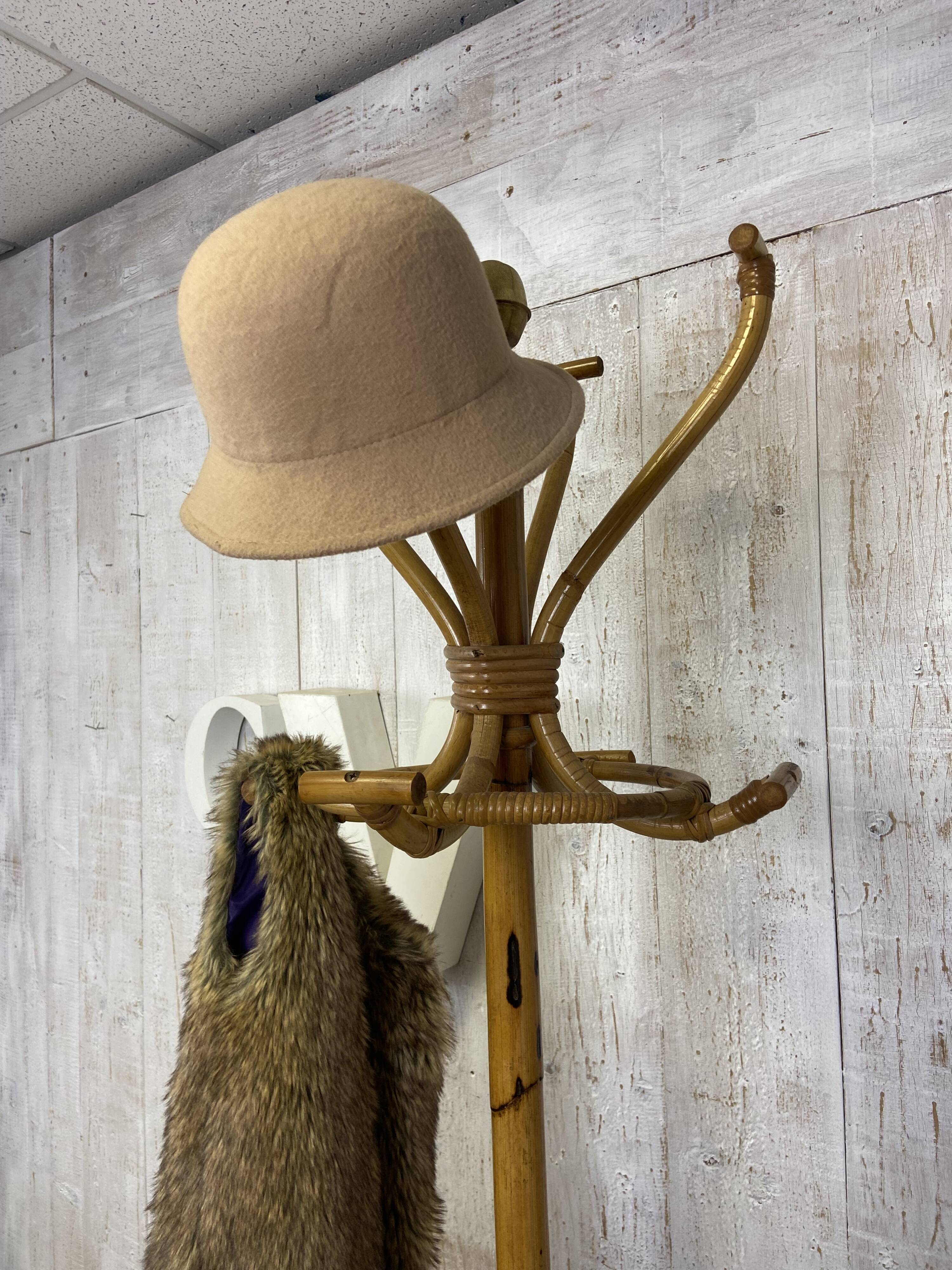 Vintage rattan coat rack