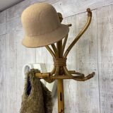 Vintage rattan coat rack