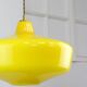 Mid-Century Italian Brass and Yellow Glass Pendant Lamp
