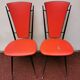 series of 6 Vintage red chairs design COLETTE GUEDEN 60s