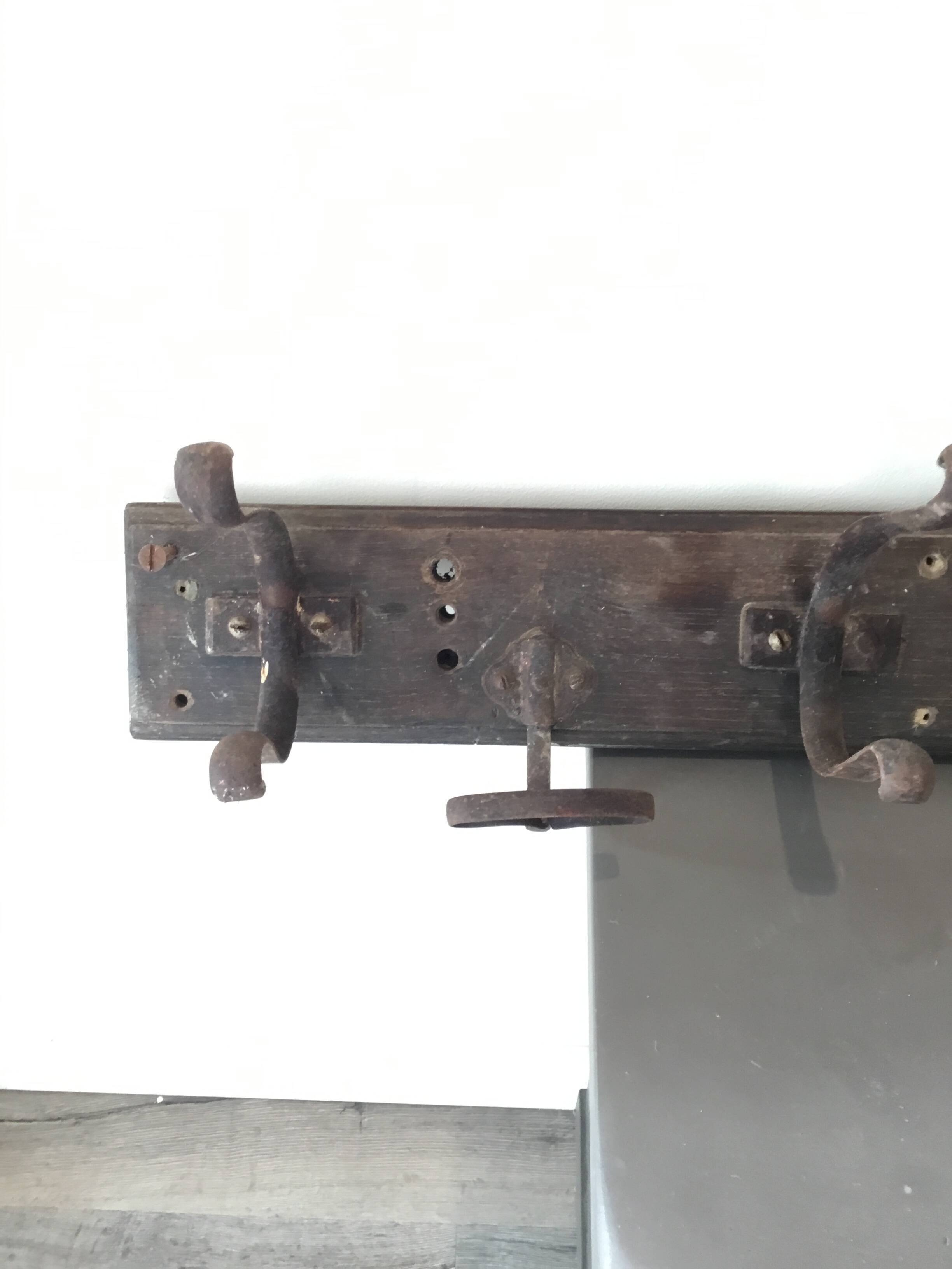 Antique coat rack with hooks