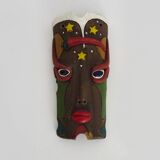 Masque mural vintage art populaire brésilien de MOURA en argile