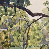 Aquarelle paysage vintage