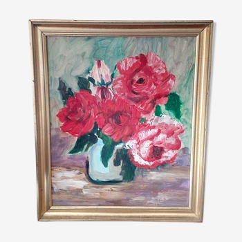 Tableau peinture le pot aux roses