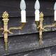 Vintage French Empire Sconces: Gilt Bronze, Salmon Column Double Arm Light