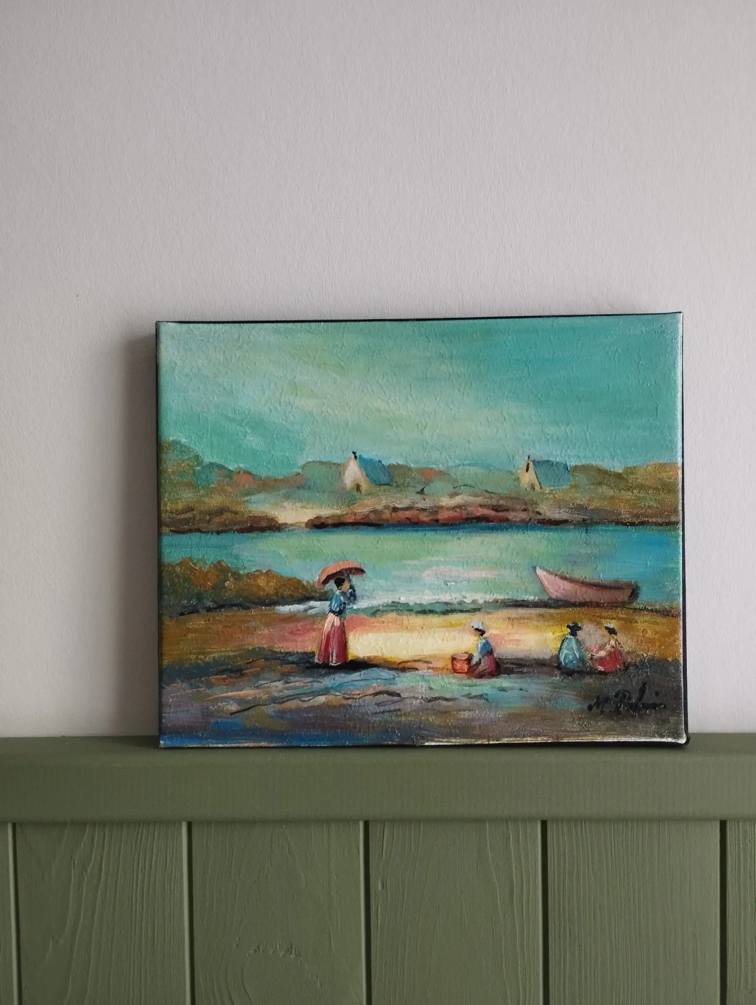 Michel Pabois - By the Sea - Oil on canvas signed.