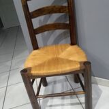 Suite of 6 brutalist straw chairs, 1940s