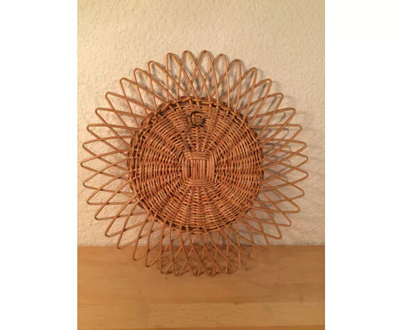 Vintage rattan sun mirror 38 cm