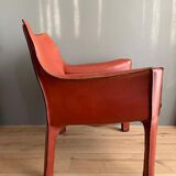 Cognac leather Cab lounge chair by Mario Bellini, 1970s