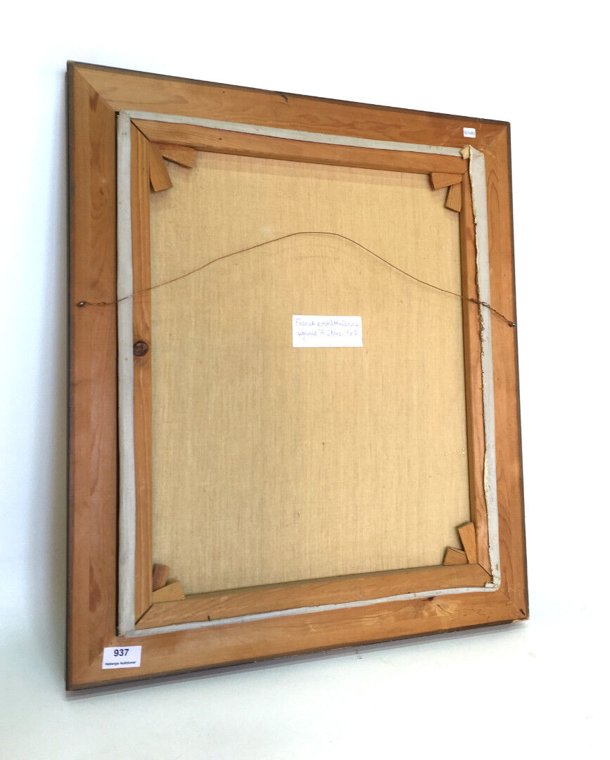 Oil on canvas french man portrait painting, signed by A. Chris, 1962