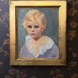 Oil on canvas, portrait of a child signed J. Bertrand, early 20th century.