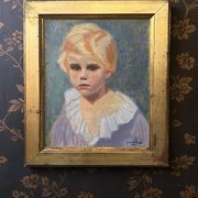 Oil on canvas, portrait of a child signed J. Bertrand early 20th century.
