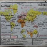 Old school map Vidal Lablache planisphere N° 322