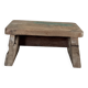 Tabouret d'appoint en teck upcyclé, traces de chromie verte