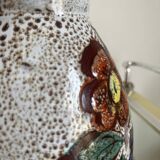 Pichet fleuri en céramique emaillée vallauris décor main
