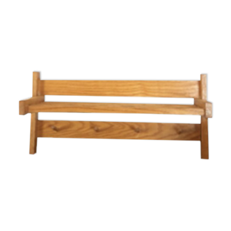 Portemanteau mural vintage en bois avec étagère