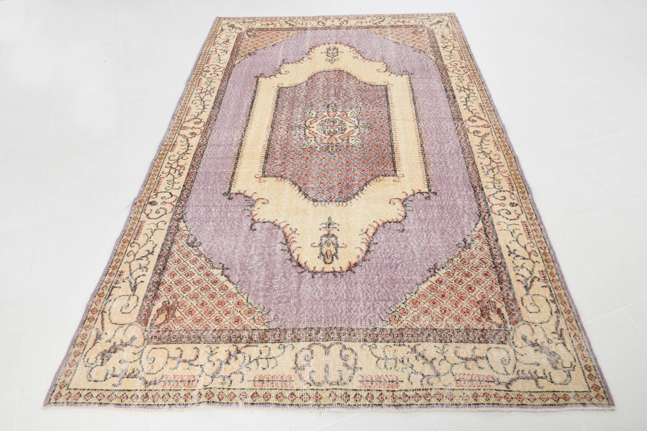 Lilac & Beige Orientel Boho Vintage Persian Rug, 176x282 Cm