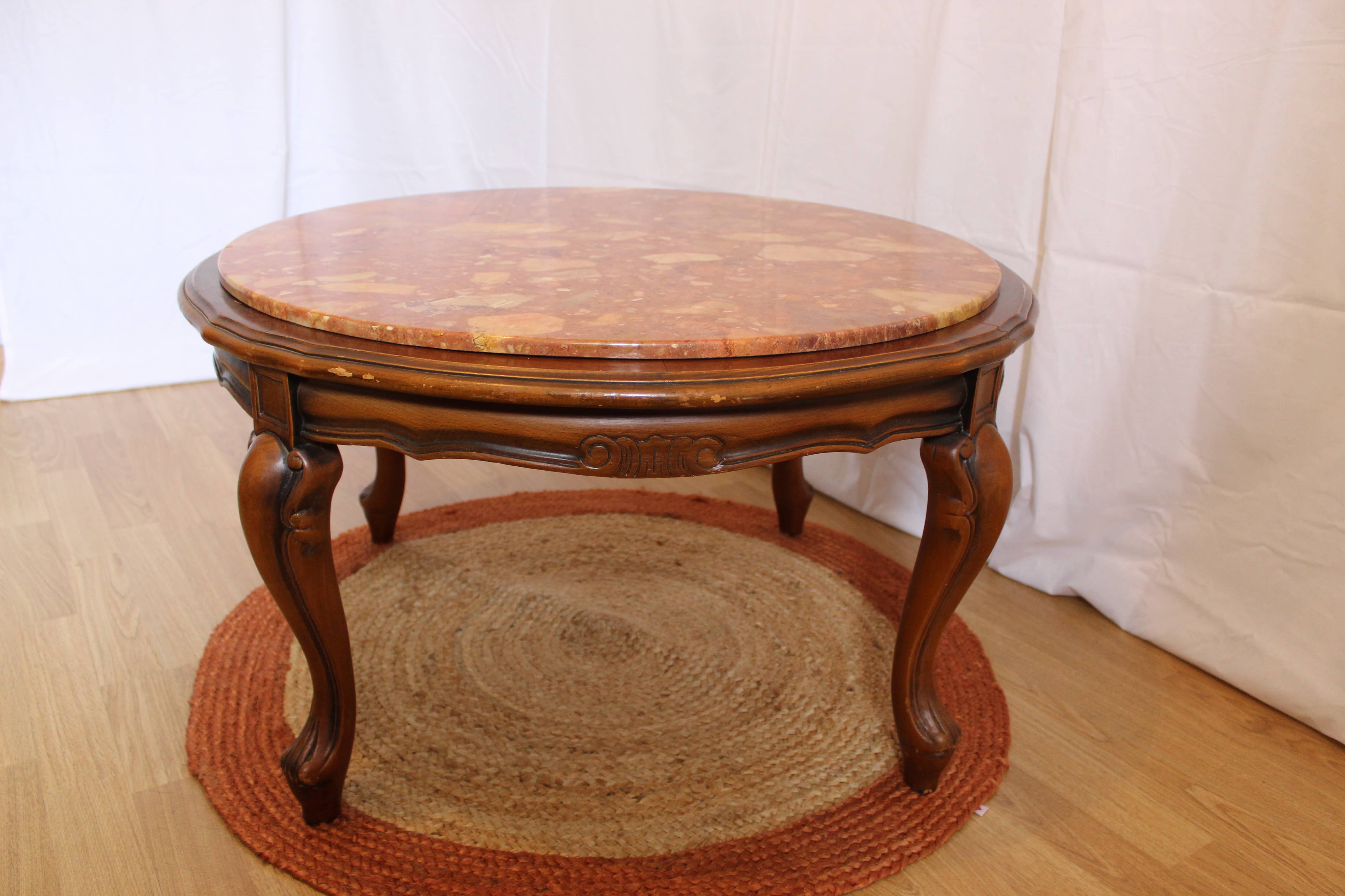Red marble coffee table