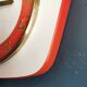 Vintage Formica clock silent trapeze wall pendulum "Jaz white orange"
