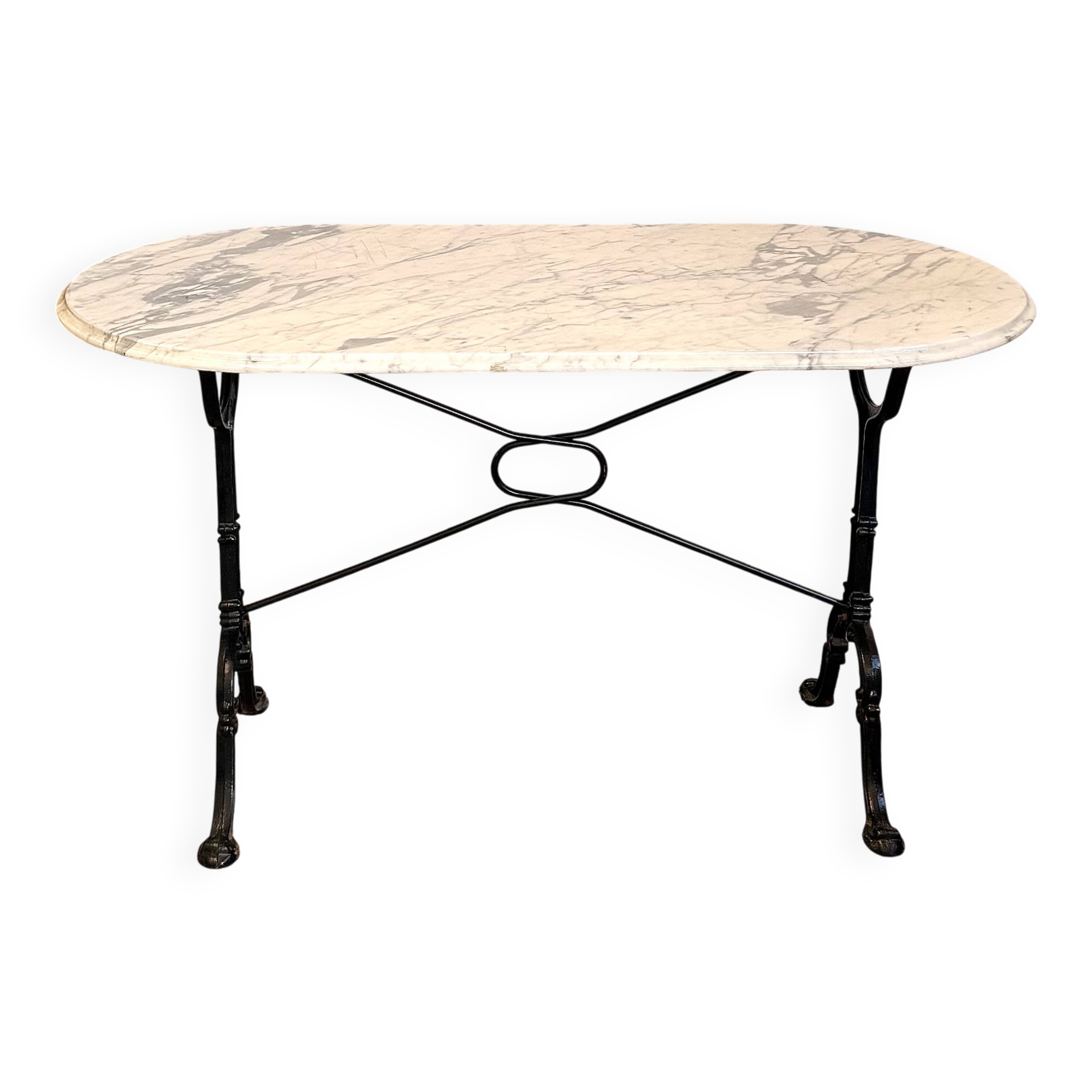 Table bistrot italienne en marbre et fonte