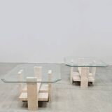 Vintage set travertine coffee tables 1970s