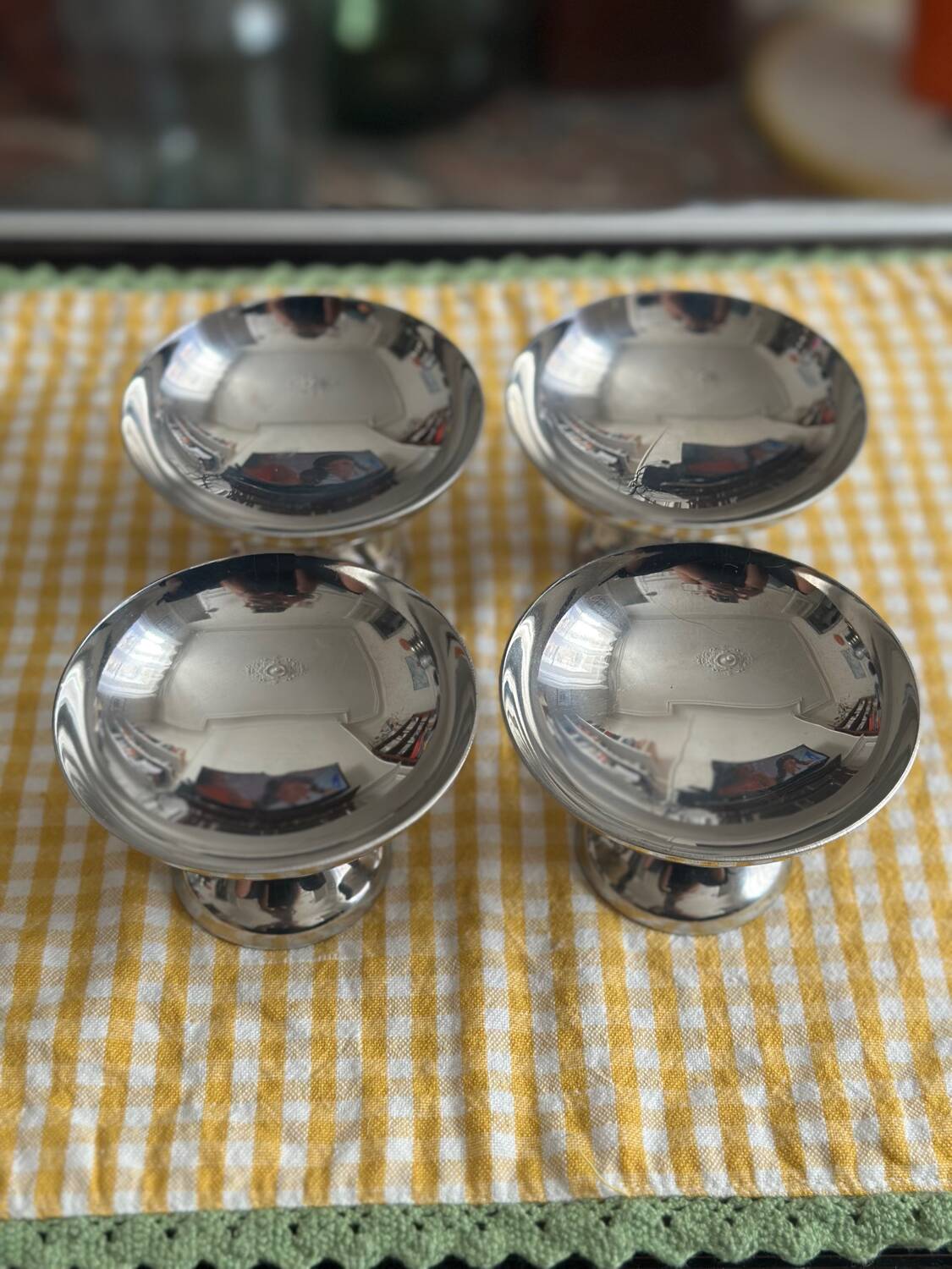 Vintage stainless steel ice cream cups