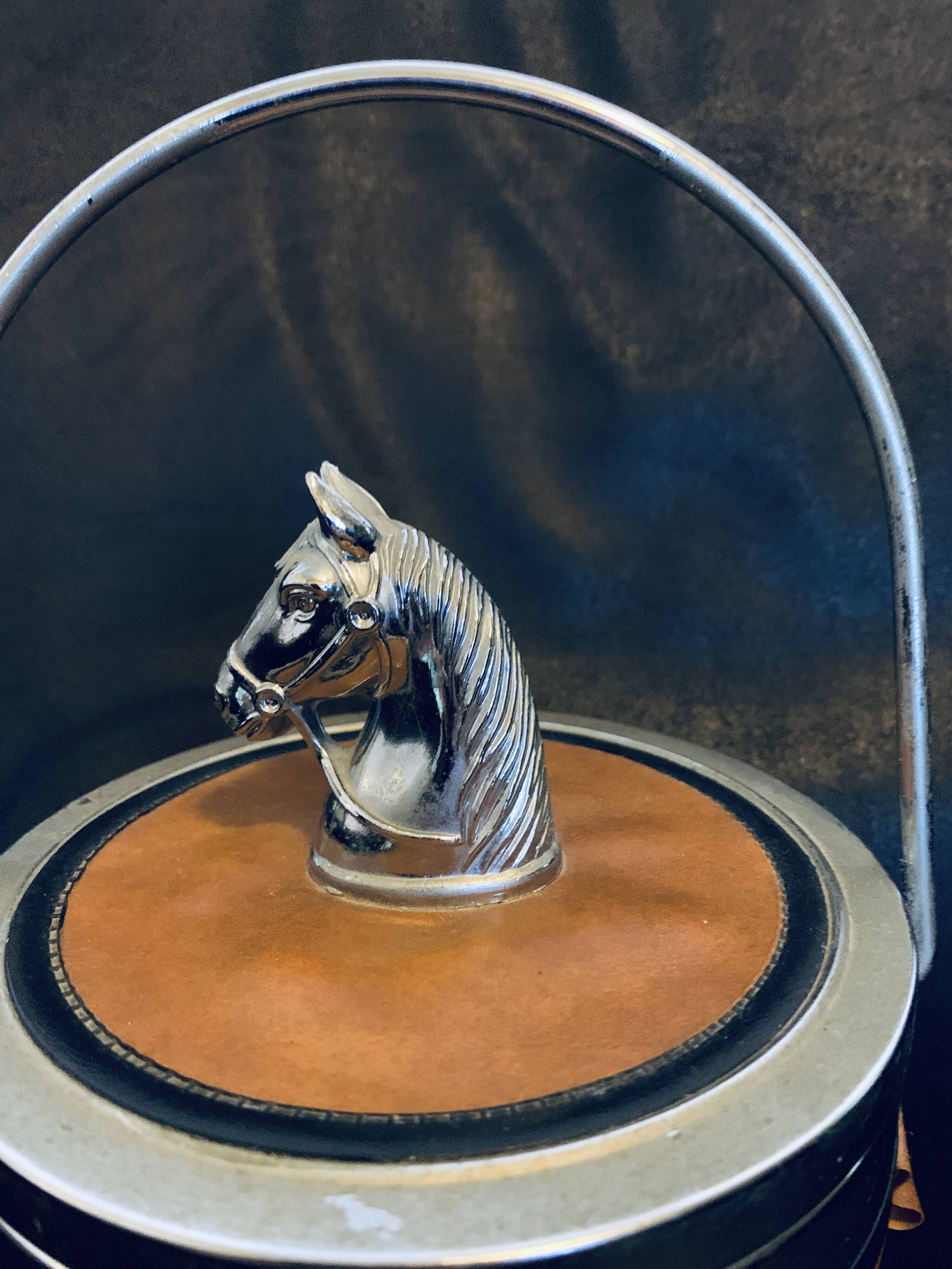 Equestrian champagne imitation leather horse ice bucket 16cm