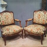 Pair of large Louis XV style armchairs