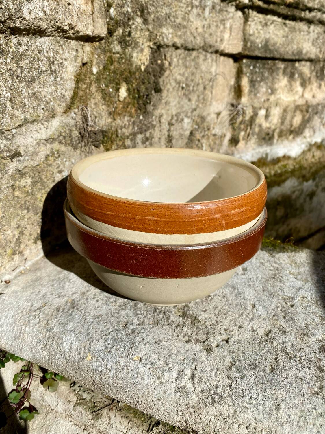 Antique stoneware salad bowls