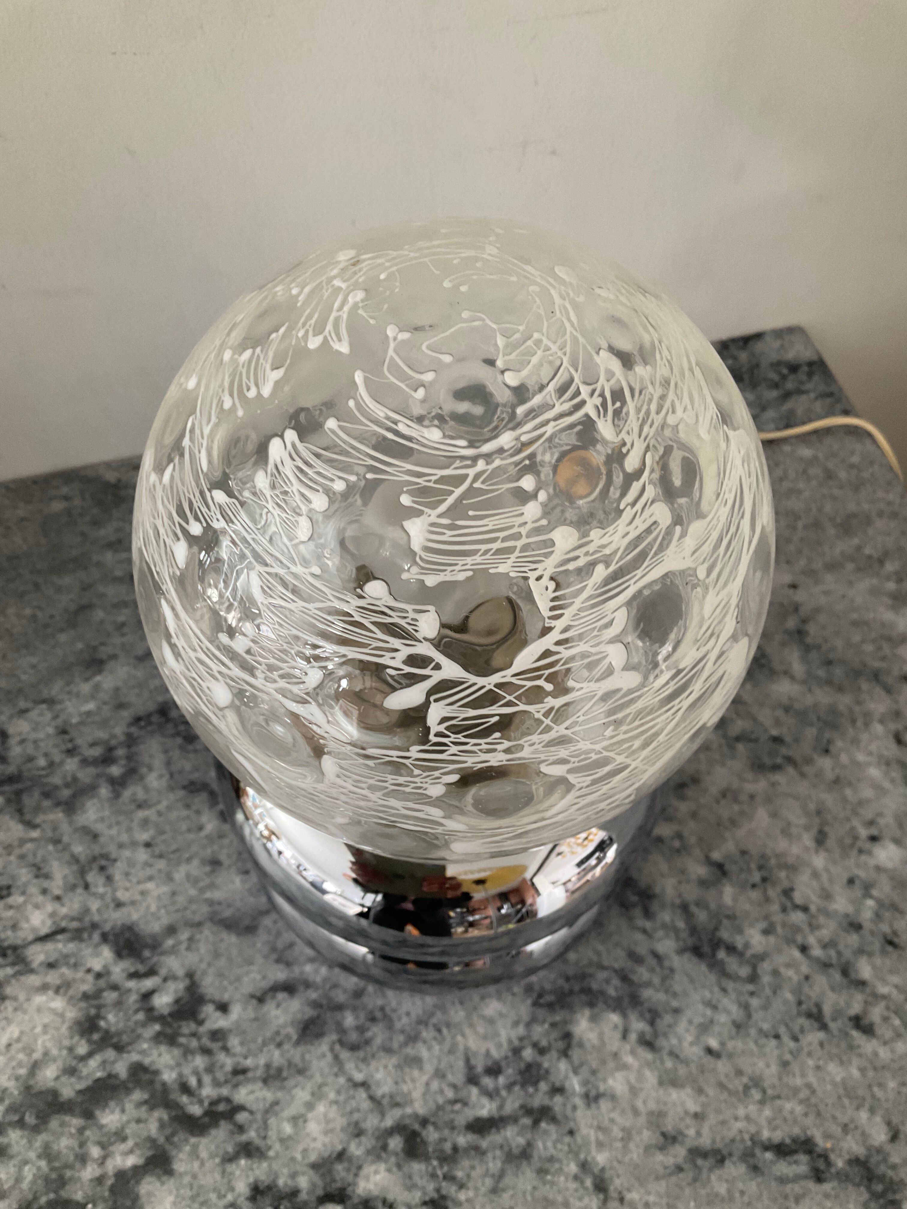 Space Age lamp in chrome metal and glass